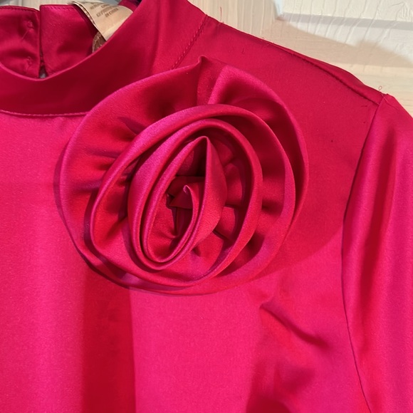 NWT Cynthia Rowley New York Long sleeve dark pink “satin like” small Blouse - Picture 2 of 13